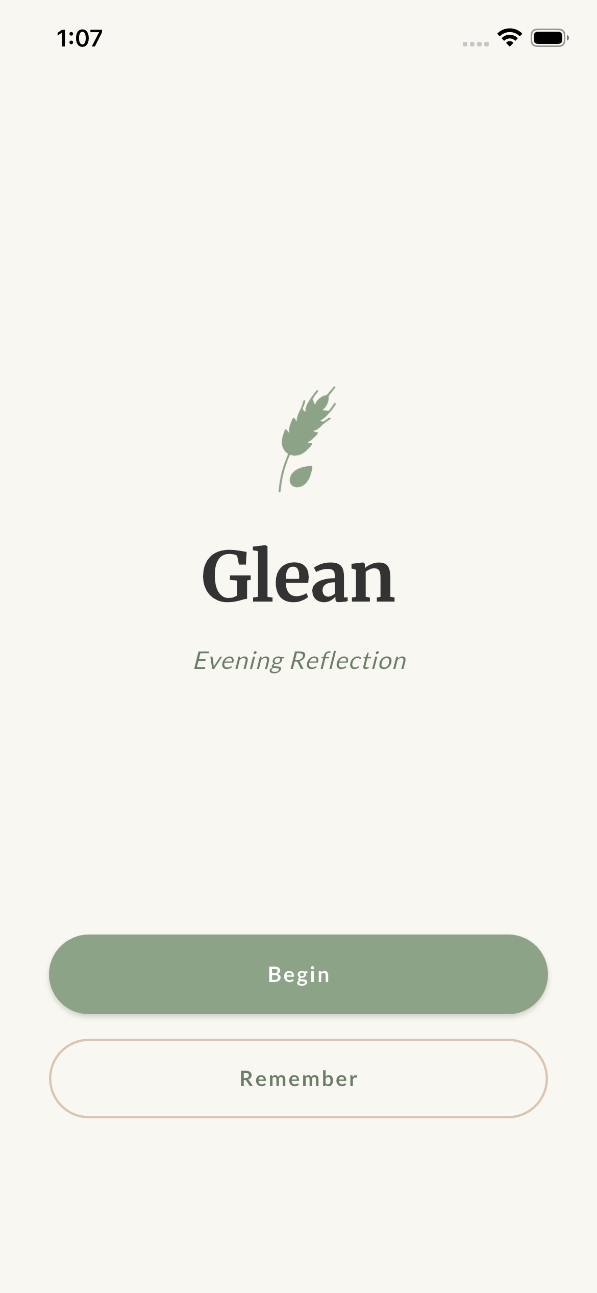 Glean welcome screen